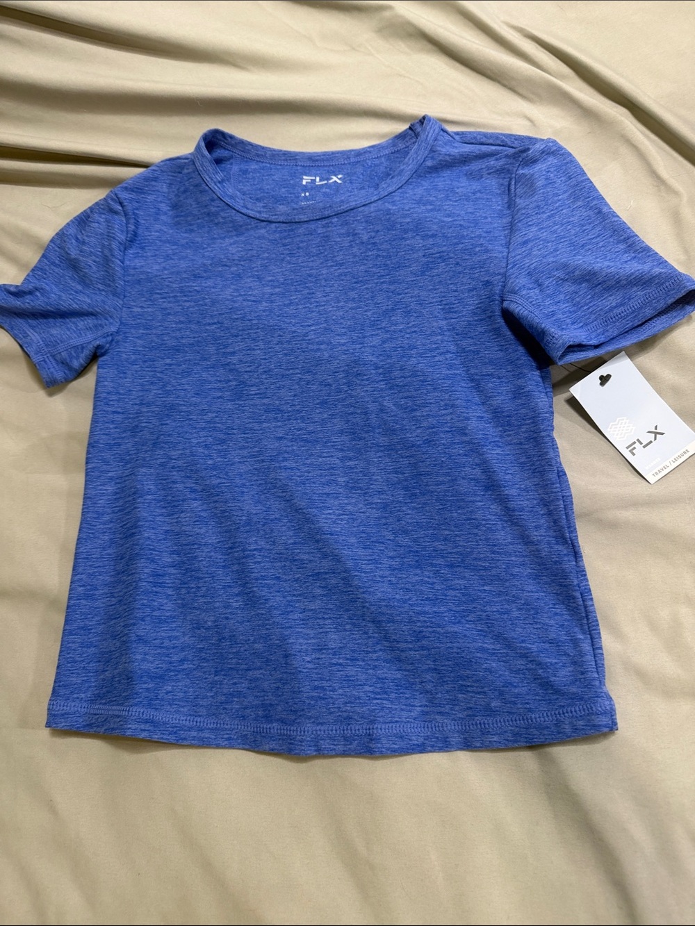 FLX Women’s Short Sleeve Crew Tee in Heather Royal Blue